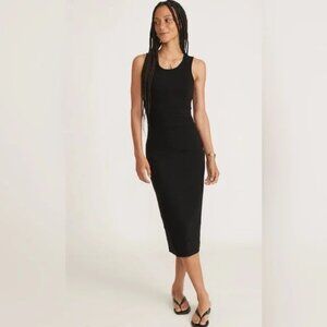 MARINE LAYER Black Ribbed Midi Dress Style 13196 In Women's Size Small